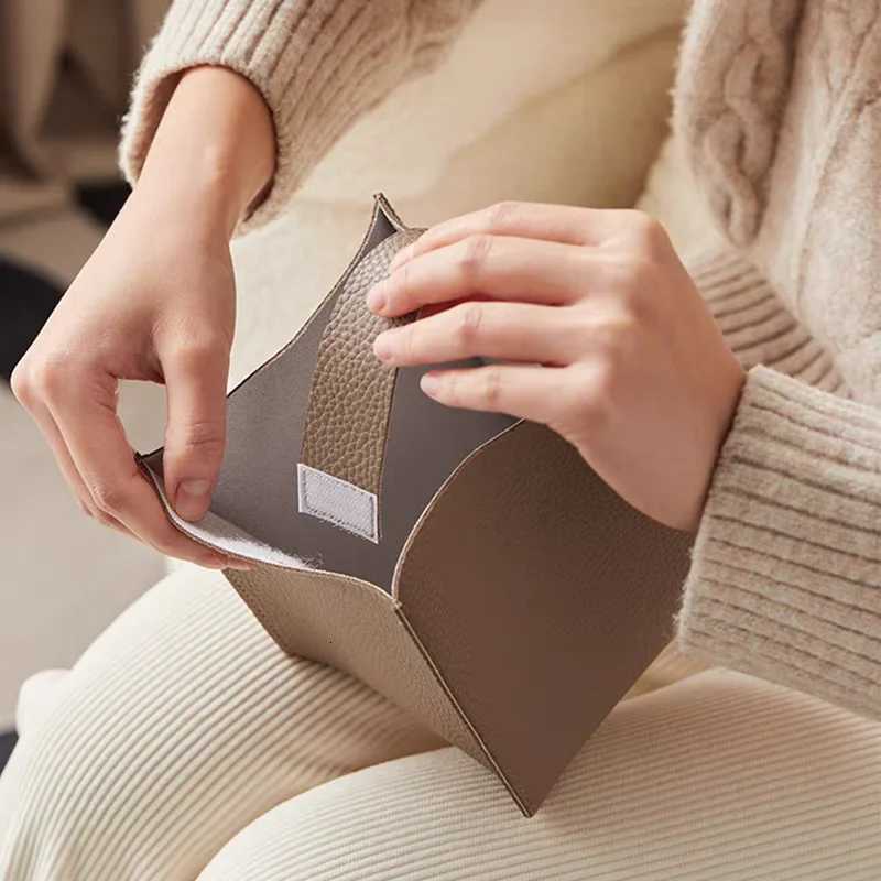 Tissue Box Cover Square Decorative PU Leather Holder Modern Tissue Case Facial Paper Organizer Dispenser For Bathro Countertop H251201