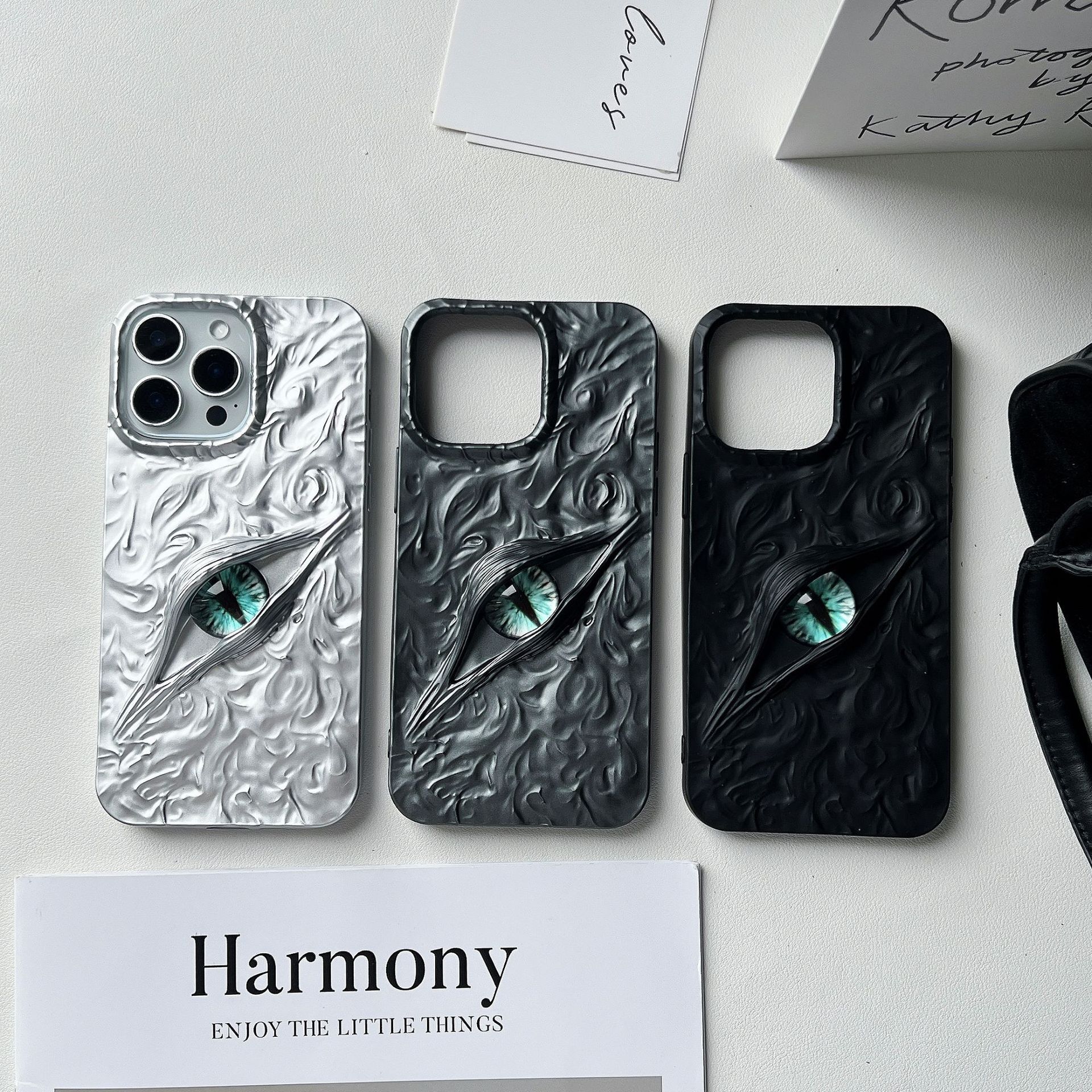 Wrinkled Funny 3D Eyes Phone Case iPhone 17 Pro Max Compatible with Apple 16/15 Pro Electroplated Matte Protective Case