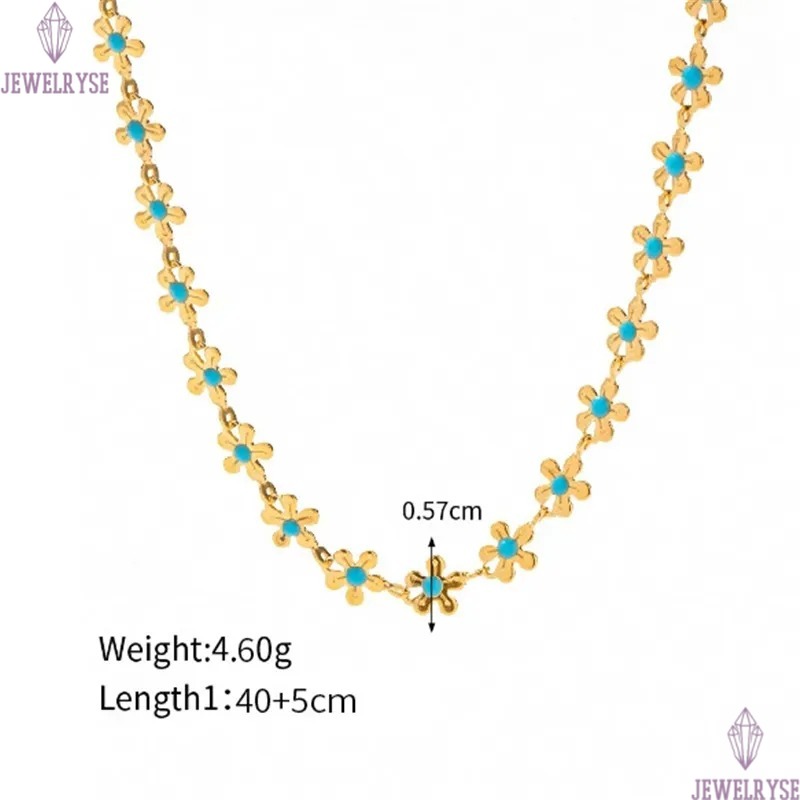 sweet blue flower chain stainless steel necklace designer for woman party 18k gold chains necklaces school choker women jewelry travel birthday friend