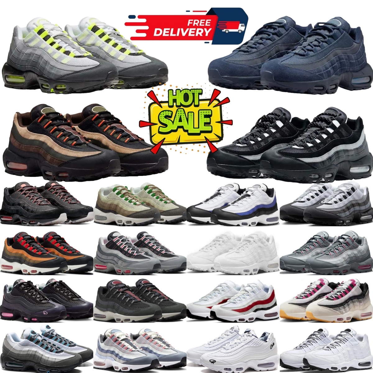 Designer shoes 95 95s running shoes for men and women outdoor casual shoes sports shoes white black dark blue Flame Red Dark Green Black Green