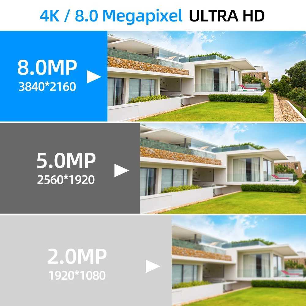 8MP POE Security Camera Infrared Night Vision Outdoor Metal De Cam Smart AI Human/Car/Pet Detection Surveillance Cameras Black C251202