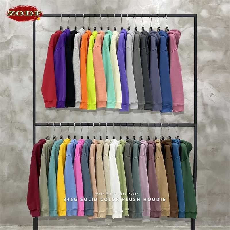 ZODF New Winter Men Basic Thick Fleece 345gsm Hoodies Casual Loose Hip Hop Unisex Hooded Sweatshirt Pullovers Tracksuits HY0010 J251203