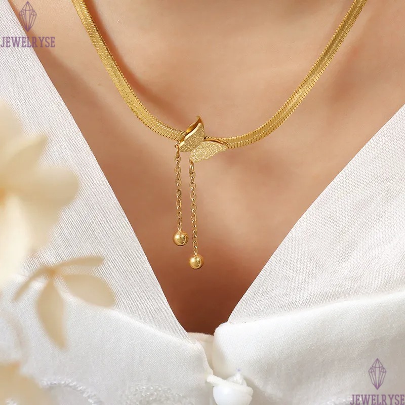 top 18k gold butterfly stainless steel designer necklace for woman party home pendant luxury necklaces school silver choker women jewelry travel birth