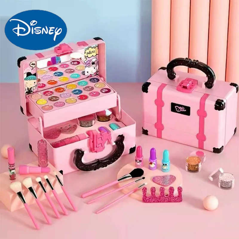 Disney Children Makeup Cosmetics Pretend Playing Box Princess Make Up Girl Toy Play Set Lipstick Eye Shadow Safety Nontoxic Kit Toy Kid H251202