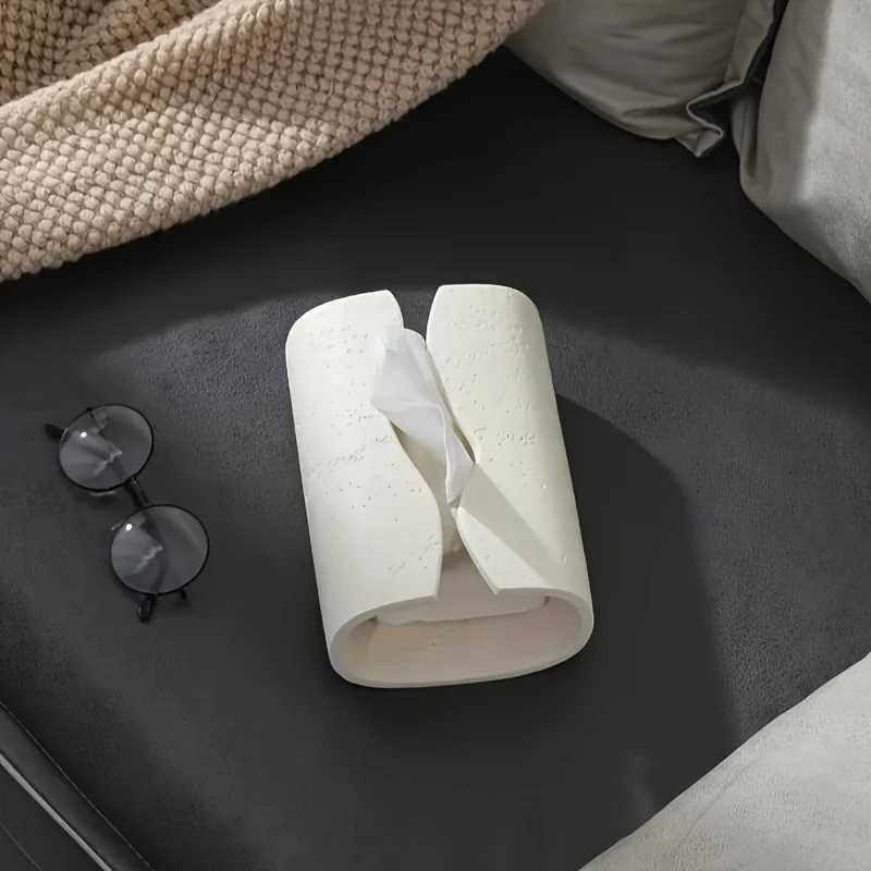 Resin tissue box rectangar artistic stone imitation design suitable for he and bathro decoration bedro tabletop H251201