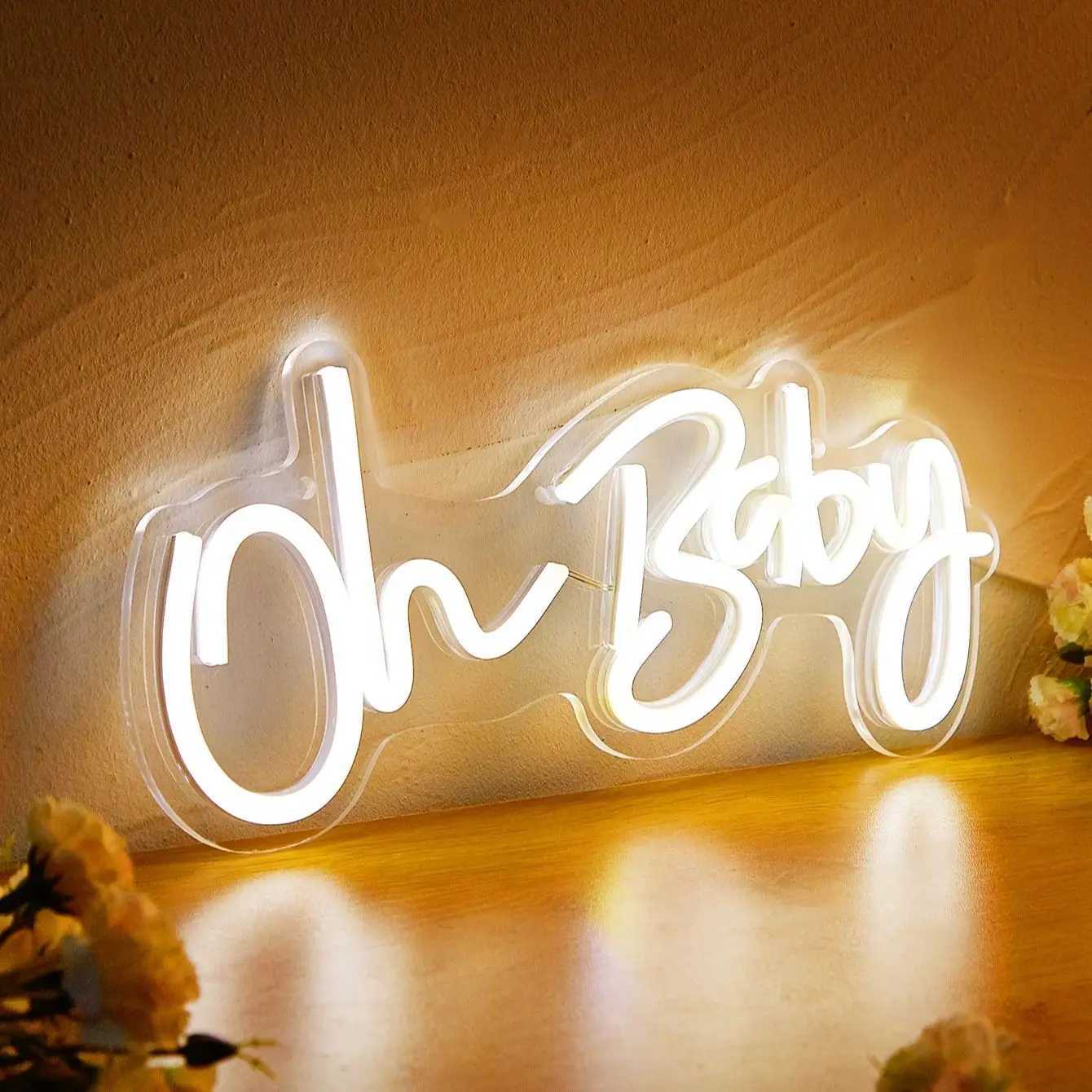Chi-buy LED Neon Oh baby USB Powered Neon Signs Night Light 3D Wall Art Bedroom Living Room Decor Lamp Sign Christmas Gift H251201