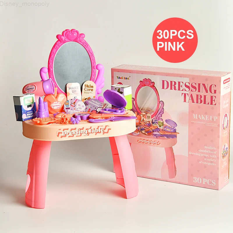 Disney Childrens pretend play toy simulated mini dressing table DIY stickers paper box and accessories suitable for children 3 H251202
