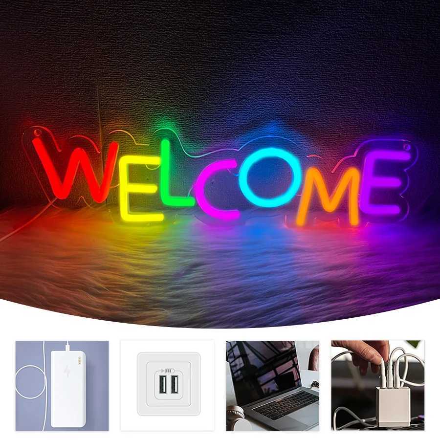 Welcome Neon Sign Commercial Wall Lamp Usb Powered Very Suitable For Restaurants Salons Bars Coffee Shops Shops Decor H251201