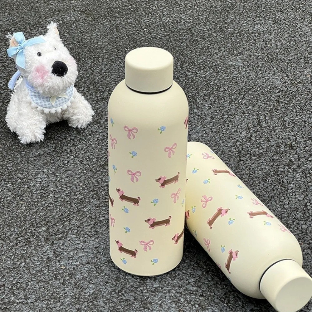 500ml Bowknot Dachshund Double Wall Thermal Car Cup Small-mouth Stainless Steel Travel Insulated Flask Home Use 251202 W260226