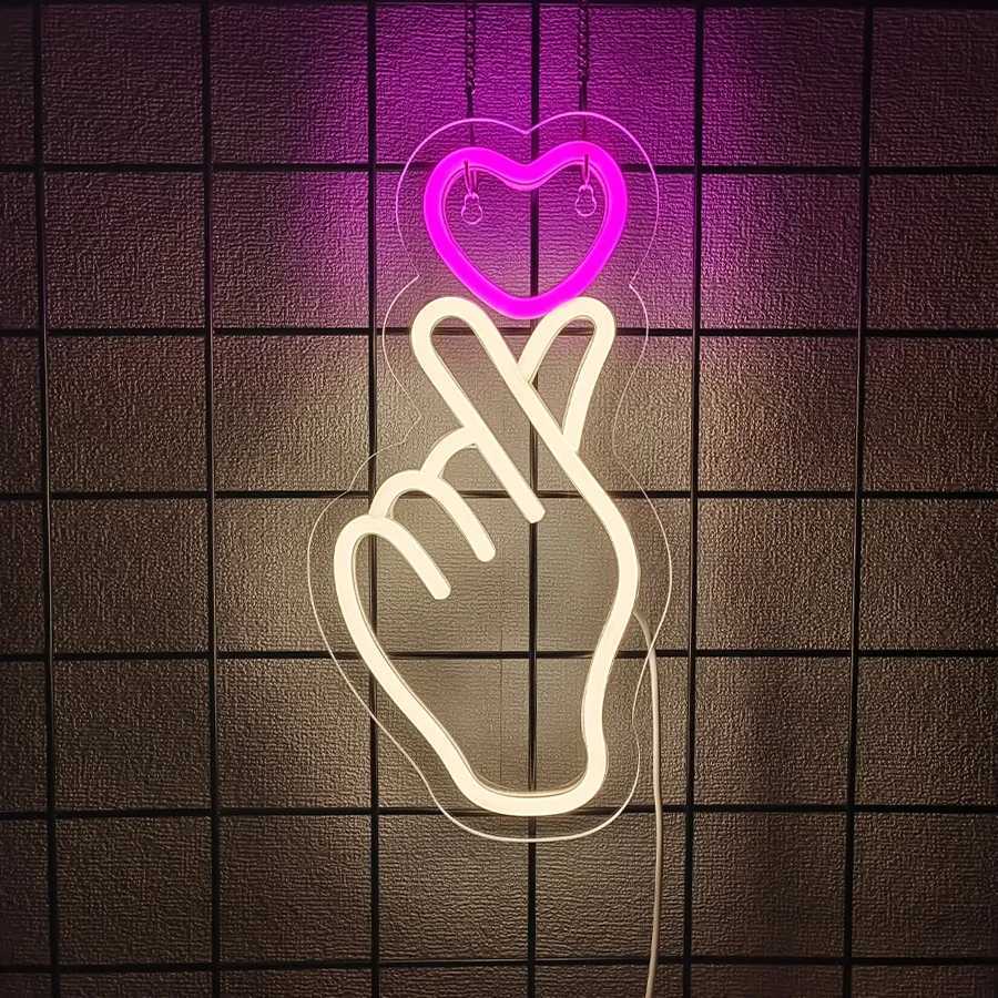 Finger Led Neon Sign Hand-Than-Love Icon Girls Dormitory Decor Bar Wedding Proposal Party Wall Lamp Christmas Gift H251201