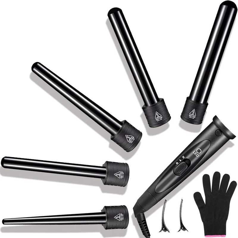 PTC Heating Mti-function Rotary Curling iron 5 in 1 interchangeable Curling tool Quickly heating ceramic barrel curling iron C251202