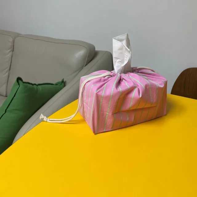 Ins Striped Tissue Box Korean Style Paper Box Dormitory Wens He Living Ro Car Paper Dispenser Decor Desktop Tissue Box H251201