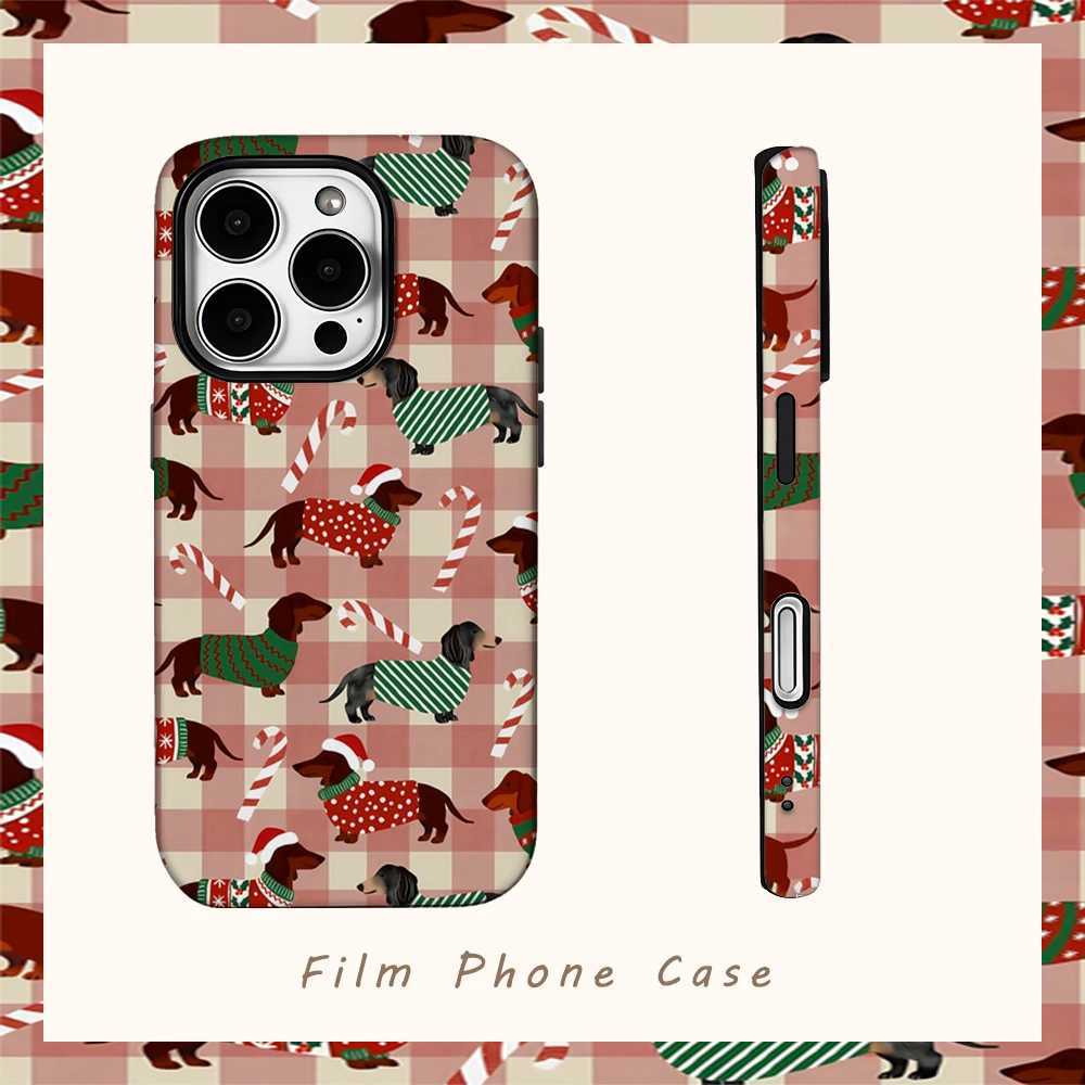 Christmas Dachshund Dog Phone Case for IPhone 16 15 14 13 12 11 X XS XR XSMAX 7 8 Pro Max Plus Double-layer Back Cover J251202