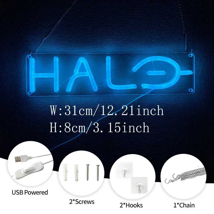 Halo Neon Sign Led Blue Letter Light Usb Powered With Switch Used For Bedroom Game Room Club Party Man Cave Wall Decor H251201