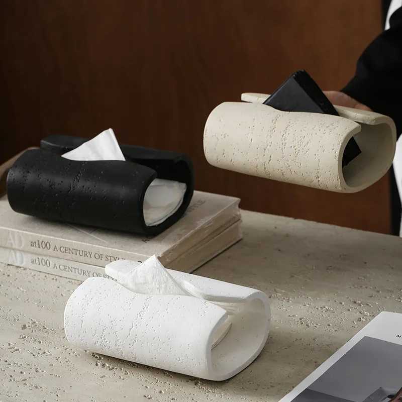 Luxury Imitation Stone Tissue Box Creative Resin Technology Tea Table Paper Box Table Decoration Tissue Holder Kitchen Supplies H251201