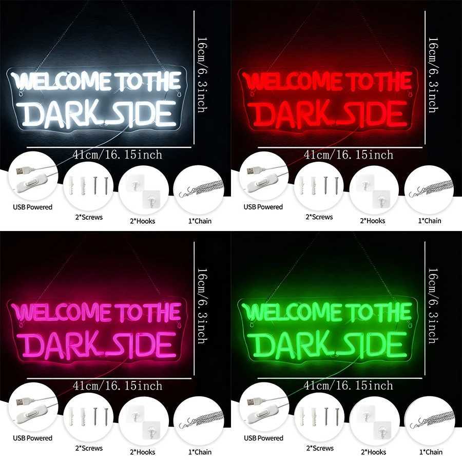Welcome To The Dark Side Led Neon Sign Letter Icon Usb Powered Suitable For Bedroom Game Room Club Bar Man Cave Decor H251201