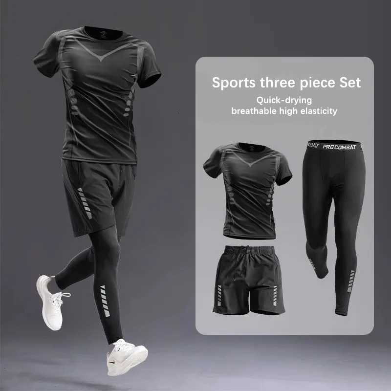 Mens All-Season Sportswear Set 3-5 Pcs Fitness Running Cycling Gym Elastic Tracksuit Clothing Jogging Boxing Hiking Sportswear W251202