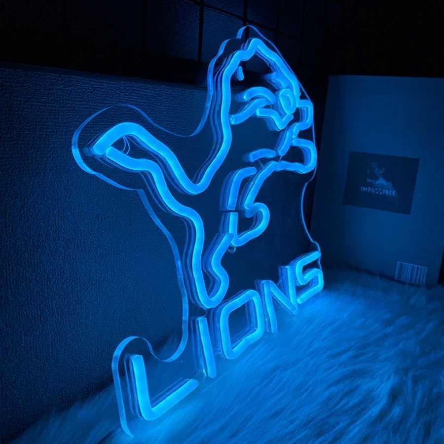 Lions Neon Lights Football Led Night Lights Lions Lights Used As Gifts For MenS Caves Clubs And Football Fans H251201