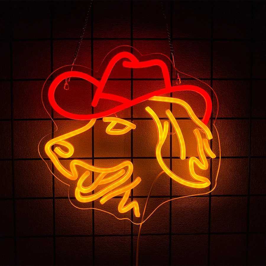 Neon Signs Of Hounds Cute Dog Led Signs With Cowboy Hats Used For Pet Shops Rooms Party Decor Birthday And Christmas Gifts H251201