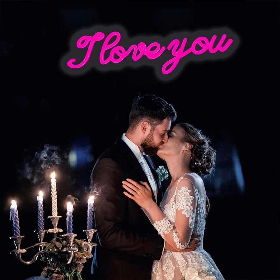 I Love You Neon Sign Pink Led Letter Light Icon Usb Powered Used For Room Proposal Party Wedding Background Art Decor H251201