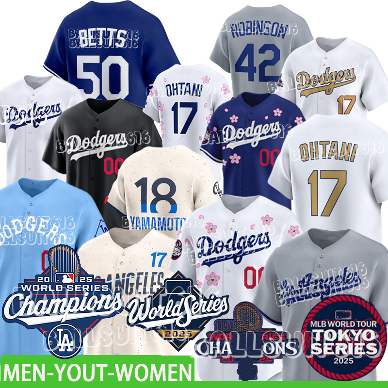 2025 LA Dodgers World Series Champions Baseball Jerseys #50 Betts #17 Ohtani #5 Freeman #18 Yamamoto Mookie Betts Baseball Jerseys Shohei Ohtani Baseball Jerseys