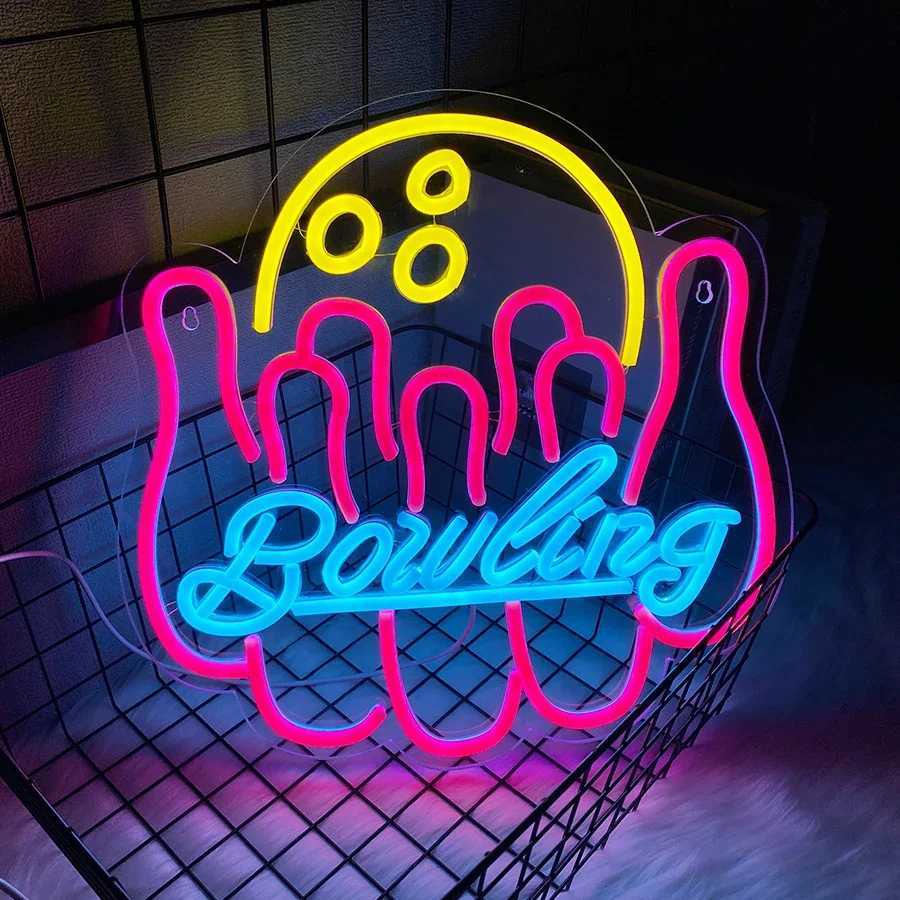 Neon Bowling Lights sign Neon Signs Decorated On Walls Led Signs Bars And Clubs Holiday Parties Bowling Roomschritmas Gift H251201