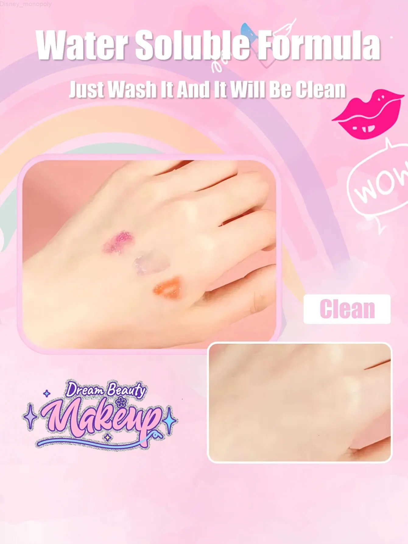 Disney Kids Beauty Toys Makeup Kit Little Bag Washable Pretend Play Cosmetic Set Toys with Mirror Non-Toxic Safe Birthday Gifts Girl H251202