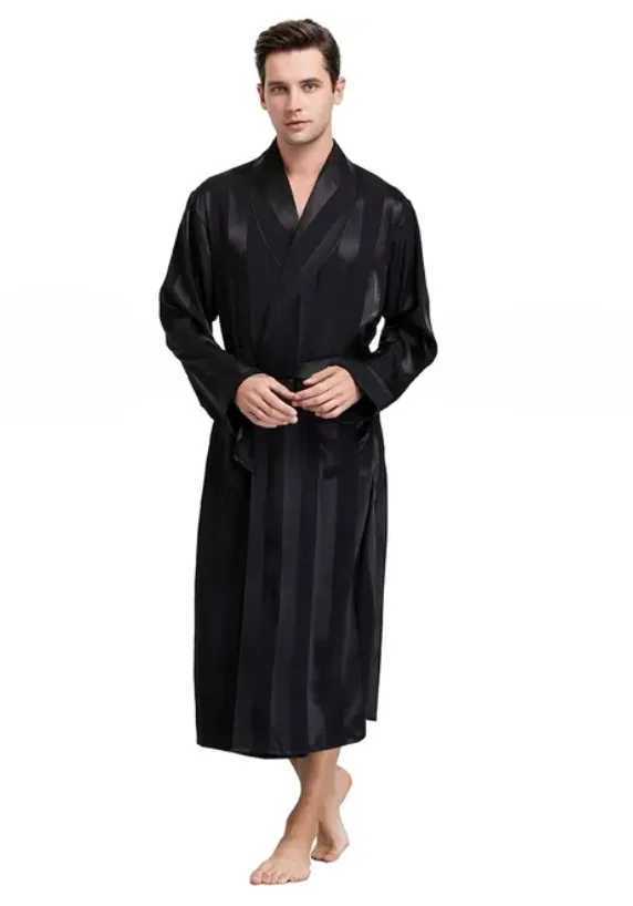 Mens Silk Satin Pajamas Sleepwear Robe Robes Bathrobe Nightgown S3XLFor XMAS Gifts C251202