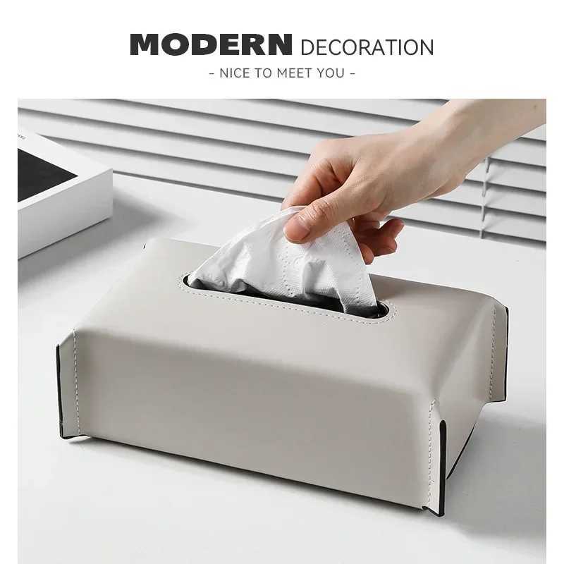 Leather Tissue Box Napkin Case Luxury Paper Cover Car Living Tissue Paper Holder Desktop He Tabletop Decoration H251201