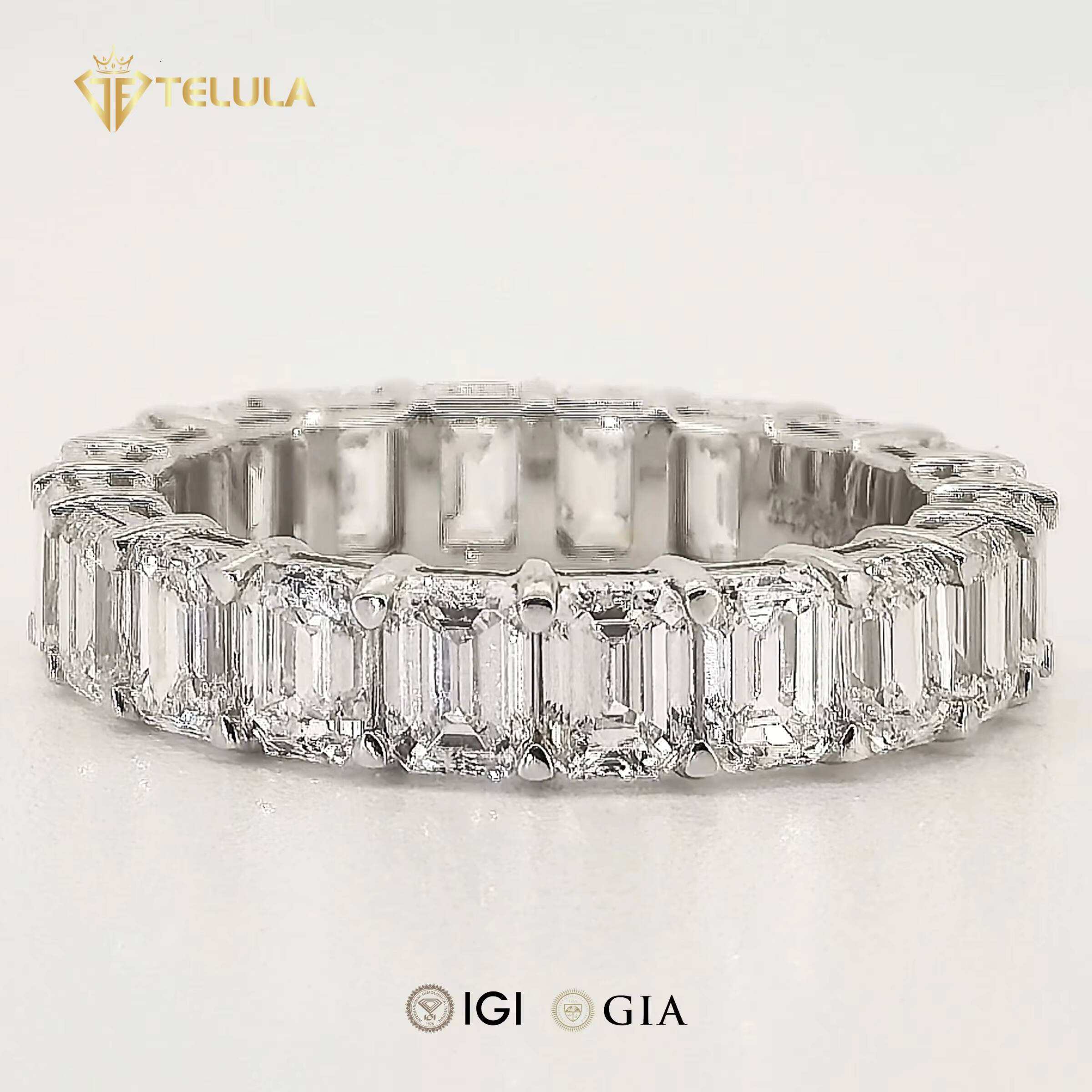 Eternity Band Wedding Band 1CT VVS IGI Certificate D E Color Engagement Ring Womens Synthetic Diamond Gold Ring