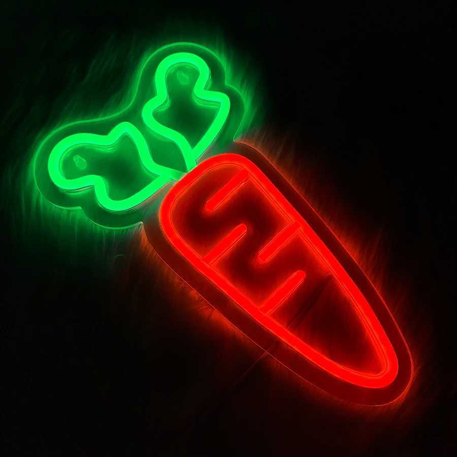 Carrot Led Neon Sign Vegetable Wall Art Decor Usb Powered Used For Bedroom Home Restaurant Kitchen Bar Party Wall Lamp H251201