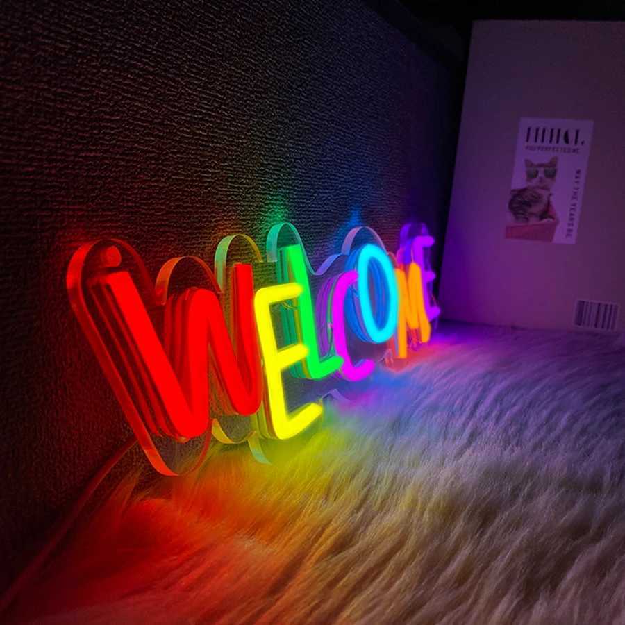 Welcome Neon Sign Commercial Wall Lamp Usb Powered Very Suitable For Restaurants Salons Bars Coffee Shops Shops Decor H251201