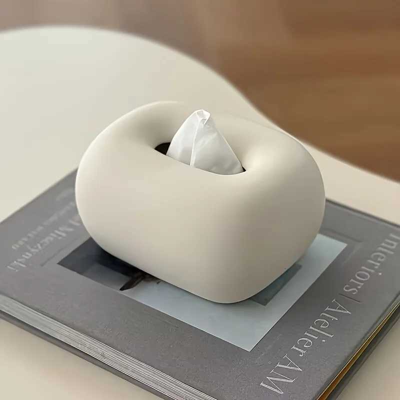 Modern Ceramic Tissue Box Holder Minimalist White Oval Design for Living Ro Dining Table Desk Storage H251201