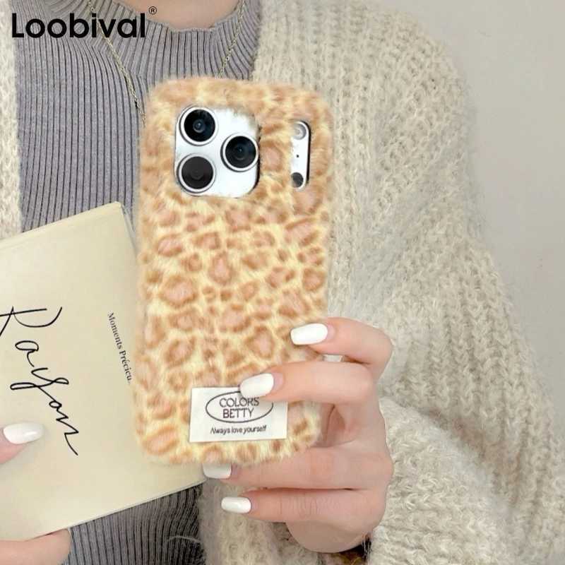 17 ProMax Fashion Leopard Print Plush Phone Case for iPhone 13 14 15 16 Pro Max 17 Pro INS Winter Embroidered Shockproof Cover J251202