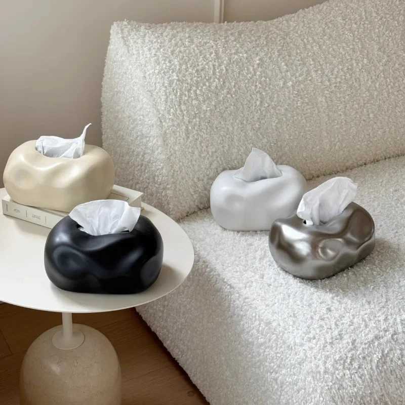 Creative Ceramics Corner Tissue Box Coffee Table Desk Decoration Minimalism Ceramic Tissue Box Bedside Table Paper Towel Case H251201