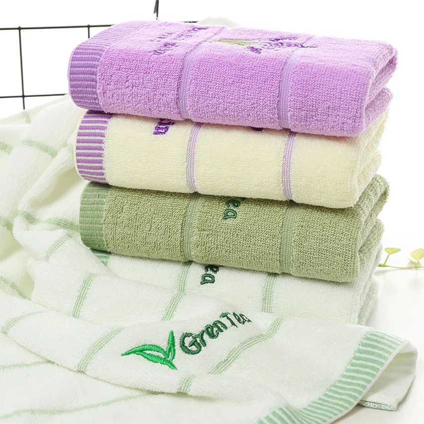 Embroidery Lavender Green Tea Towel Set Stripe Beauty Face Towel Large Bath Towel Home Hotel For Adults Kids Serviette De Bain Y251202