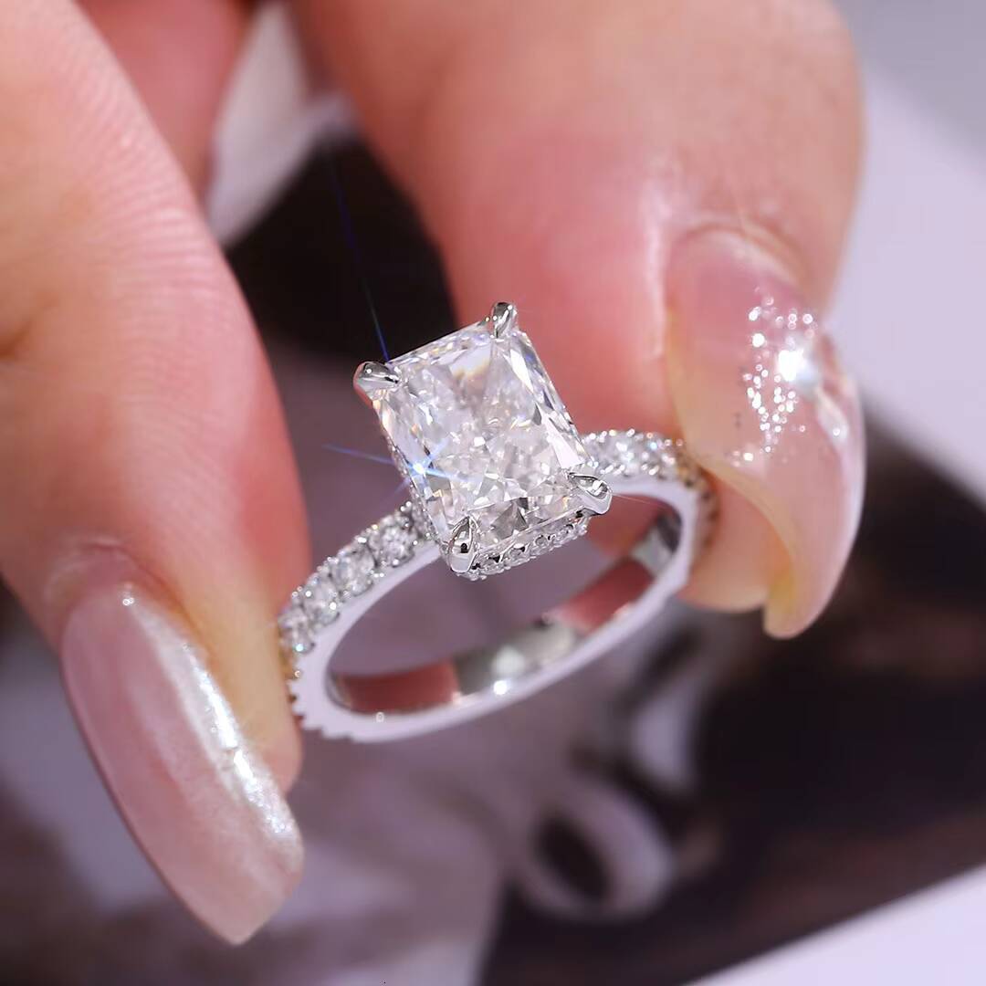 IGI Certified HPHT CVD Lab Grown Radiant Cut Diamond 3 Carats 14K Real Gold Jewelry Engagement Wedding for Women Ring