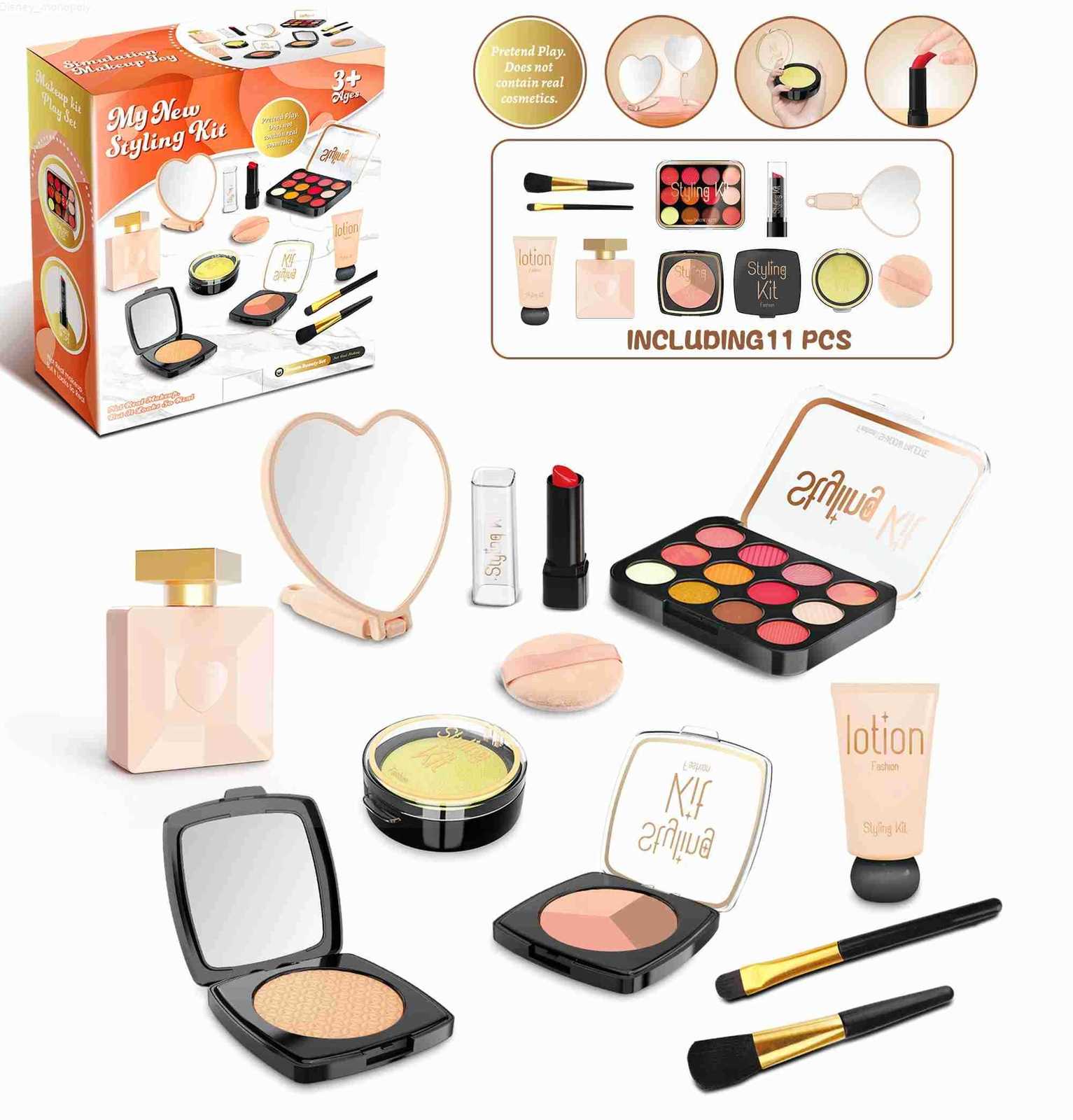 Disney Play Makeup Toys Simulated Cosmetics Fake Makeup Set Lipstick Powder Blusher Not Real Makeup for Girl Gifts H251202