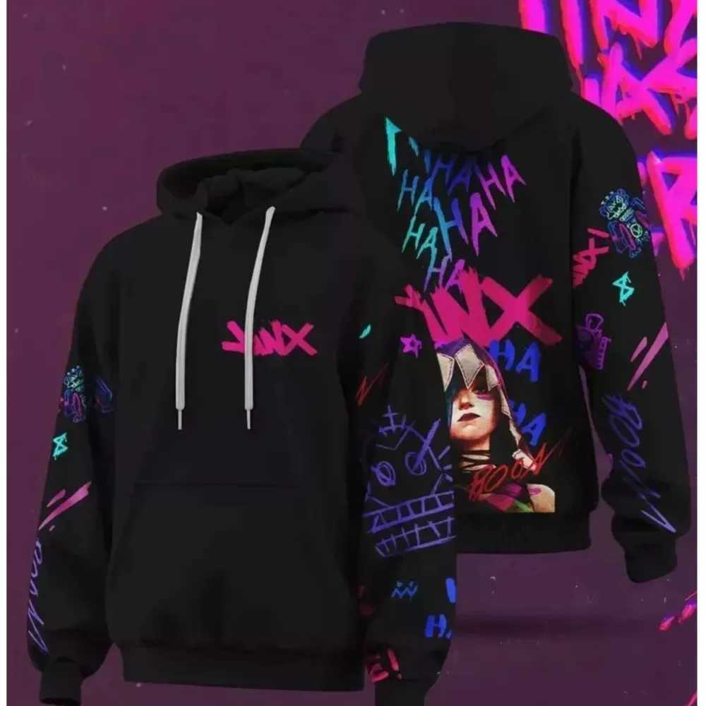 Popular Anime Arcane Jinx Hoodies 3D Printed Men/Women Cartoon Tracksuit Sweatshirt Long SLeeve Pullover Mens Hoodie J251203