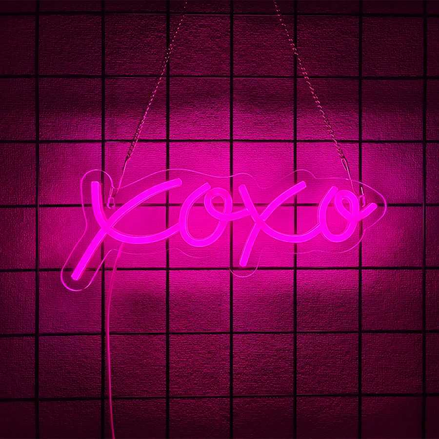 Xoxo Led Neon Sign Pink Letter Icon Usb Powered Horse Eye Sign Used For Bars Garages Party Decor ValentineS Day Gifts H251201