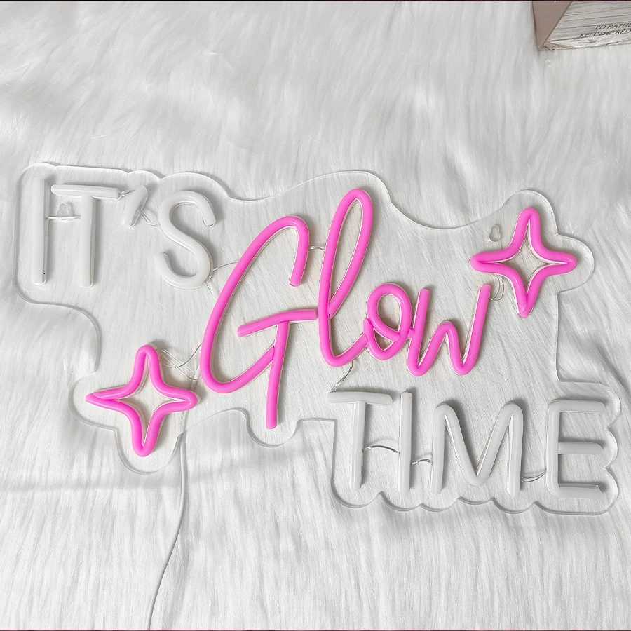 ItS Glow Time Neon Sign Pink Heart Icon Handmade Usb Powered Used For Bachelor Party Beauty Salons Nail Salons Art Decor H251201
