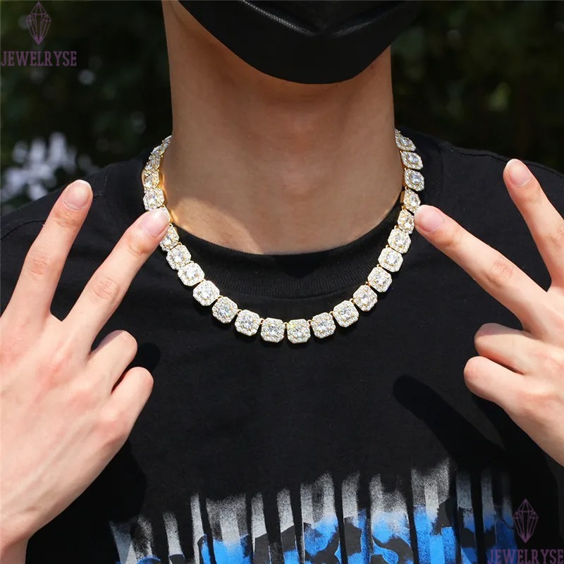 hip hop jewelry 12.5mm tennis necklace designer copper mens gold necklace bracelet white Zirconia Ice Out Chain for Man Diamond Silver Necklaces Woman