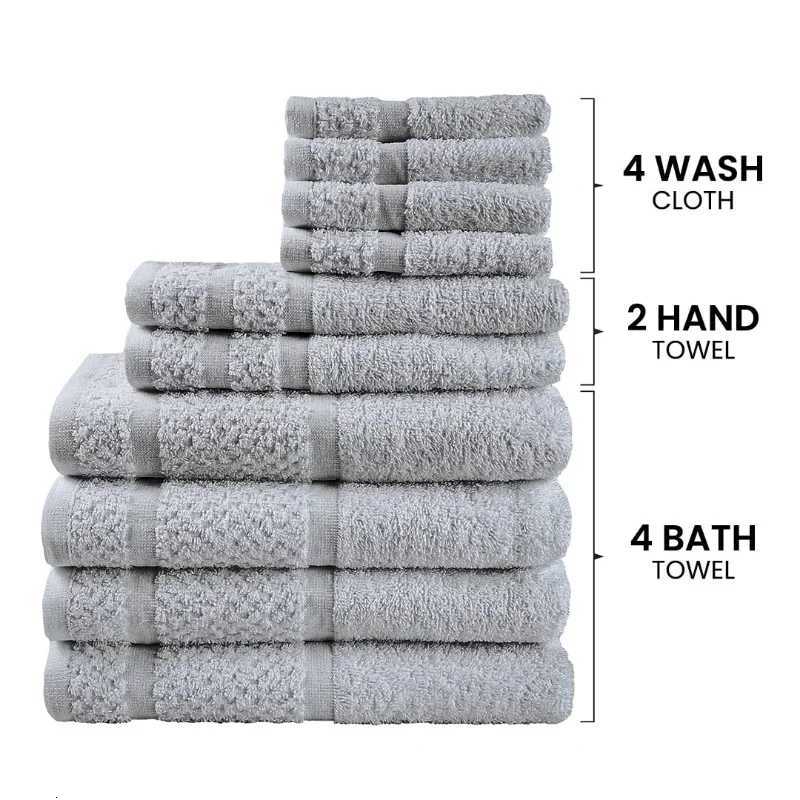 10 Piece Towel Set with Upgraded Softness Durability Grey Y251202