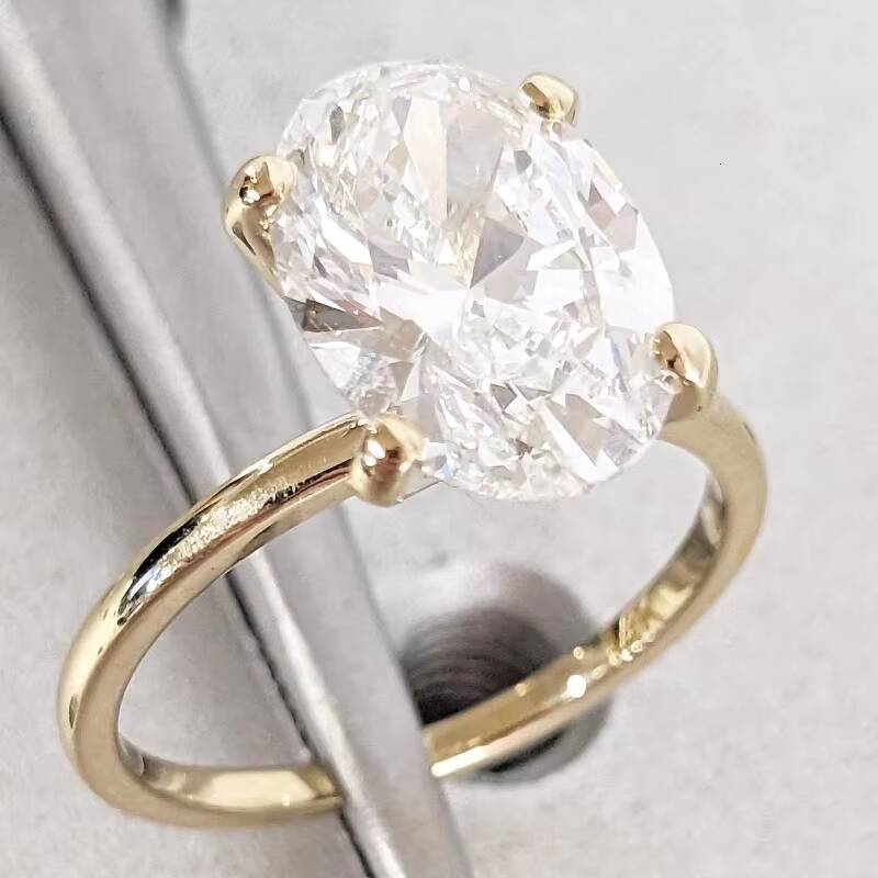 Gia Igi Certified CVD HPHT Lab Grown Diamond 14k/18k Solid Gold Oval Cut Solitaire Engagement Ring for Women