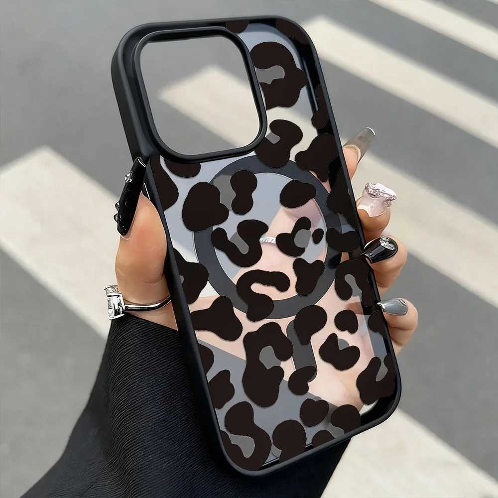 LeoPard Print Phone Case For iPhone 17 Pro Max 13 11 15 14 12 16 Pro Max Clear For Magnetic Wireless Charging Cover J251202