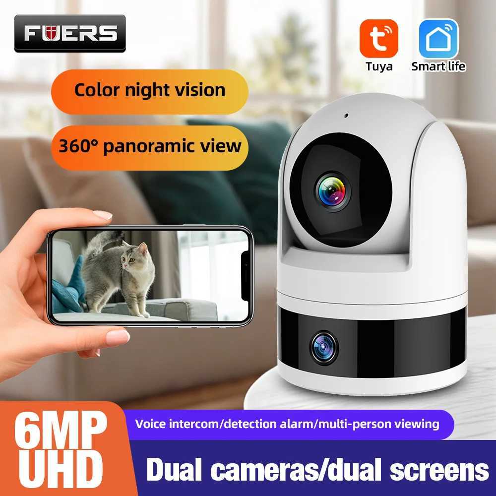FUERS Dual Lens Tuya Smart Security Camera 3K 6MP Pet Dog Camera Baby Monitor AI Auto Detec Indoor Wireless WiFi IP C251202