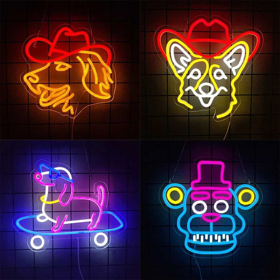 Neon Signs Of Hounds Cute Dog Led Signs With Cowboy Hats Used For Pet Shops Rooms Party Decor Birthday And Christmas Gifts H251201