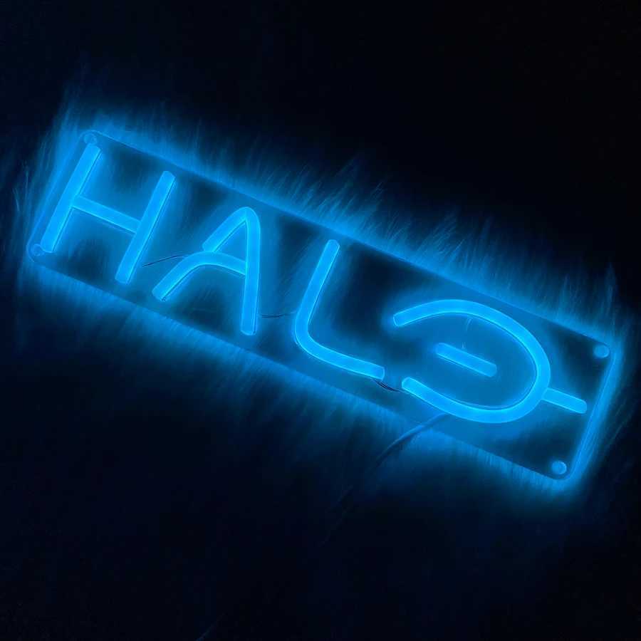 Halo Neon Sign Led Blue Letter Light Usb Powered With Switch Used For Bedroom Game Room Club Party Man Cave Wall Decor H251201
