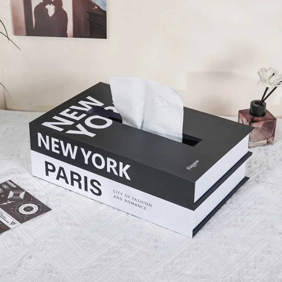 Luxury Book Style Tissue Box Napkin Holder Case Paper Box Container Fashion Hotel Storage Box He Table Decoration Ornaments H251201