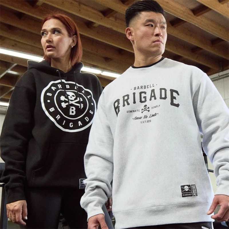 BARBELL BRIGADE Men Oversized Pullover Sports Hoodies Sweatshirts Men O Neck Long Sleeve Casual Sweatshirt Street Sportswear J251203